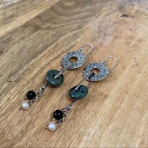 Sterling silver & natural stone w/ pearl earrings
